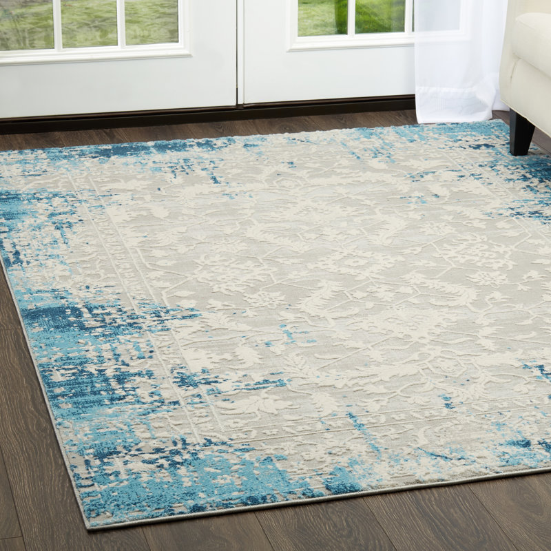 Williston Glidden Antiqued Border Blue Area Rug & Reviews Wayfair